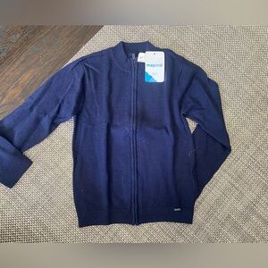 NWT Spanish Mayoral Boy’s Sz 9 Navy Blue Zip-Up Cotton Crewneck Sweater